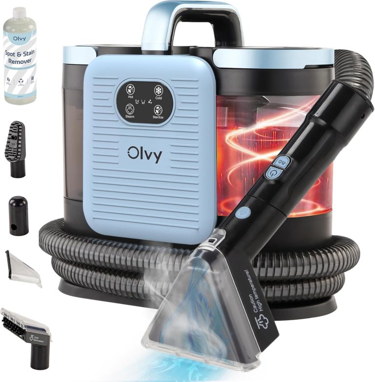 Olvy Shampouineuse Canapé Nettoyeur Tapis Injecteur Extracteur, 1650W, vapeur 100C, aspiration 13000 Pa